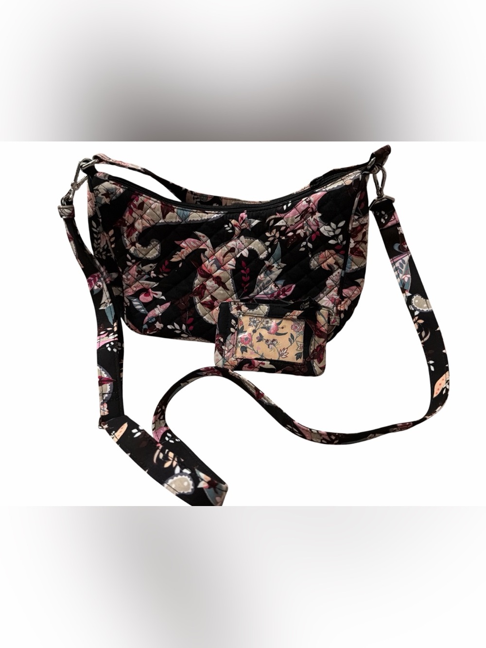 Vera Bradley Floral Paisley Quilted Crossbody Bag with Matching ID Zip Case Set